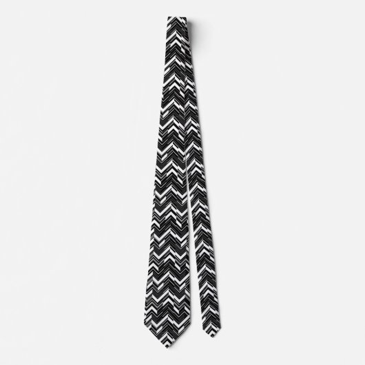 Black Zig Zag Mannen Stropdas (Voorkant)
