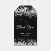 Black | Zilveren Glitter Fleshanger Cadeaulabel (Voorkant)