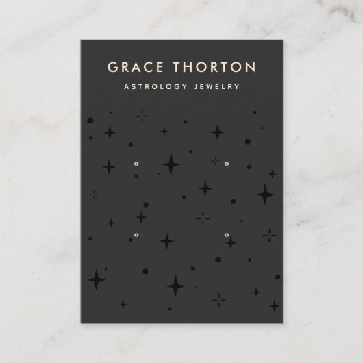 Black Zodiac Celestial Star 4 Hole Earring Visitekaartje (Voorkant)
