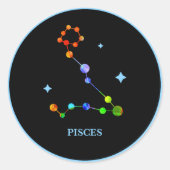 Black Zodiac Pisces Rainbow Sticker (Voorkant)