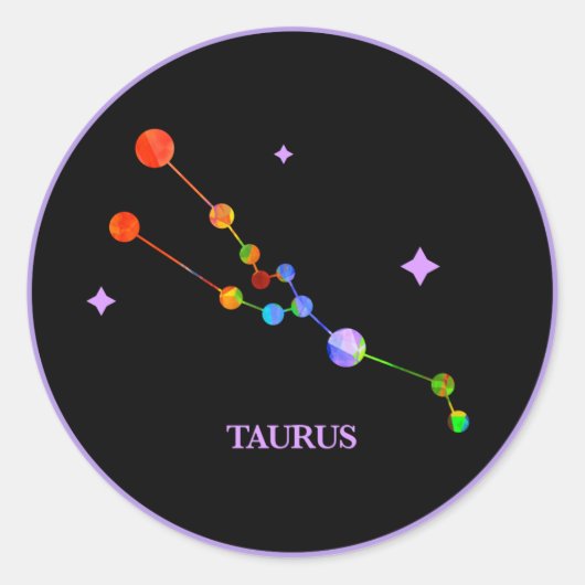 Black Zodiac Taurus Rainbow Sticker (Voorkant)