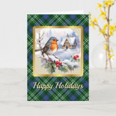 Blackadder Crest & Tartan w/Robin gepersonaliseerd Kaart (Gele Bloem)