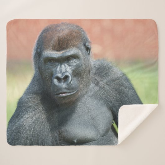 Blackback Gorilla Lope Portret Sherpa Deken (Voorkant (horizontaal))