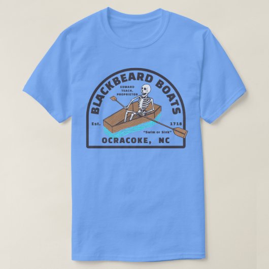 Blackbeard Boat Skeleton Coffin Pirate Ocracoke, N T-shirt (Design voorkant)