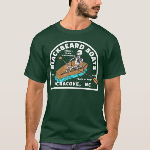 Blackbeard Boat Skeleton Coffin Pirates Ocracoke N T-shirt