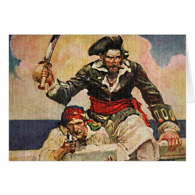 Blackbeard Buccaneer Pirate en Mate Illustration (Voorkant Horizontaal)