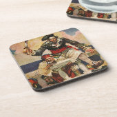 Blackbeard Buccaneer Pirate en Mate Illustration Drankjes Onderzetter (Linkerzijde)