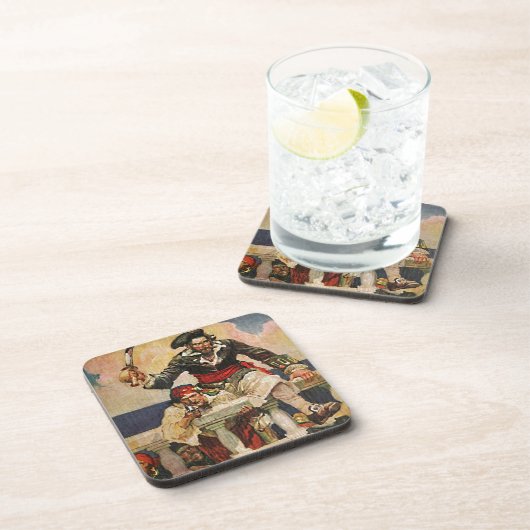 Blackbeard Buccaneer Pirate en Mate Illustration Drankjes Onderzetter (Rechterzijde)