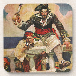 Blackbeard Buccaneer Pirate en Mate Illustration Drankjes Onderzetter