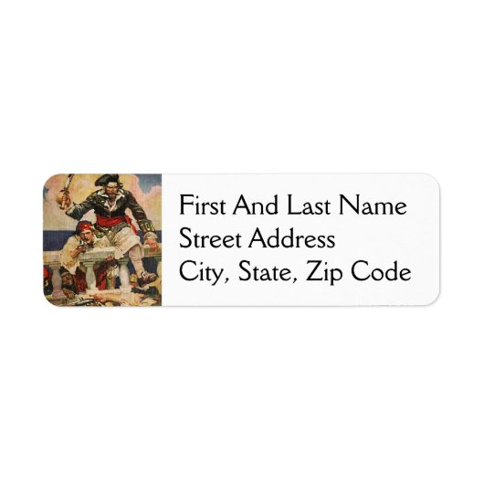 Blackbeard Buccaneer Pirate en Mate Illustration Etiket (Voorkant)