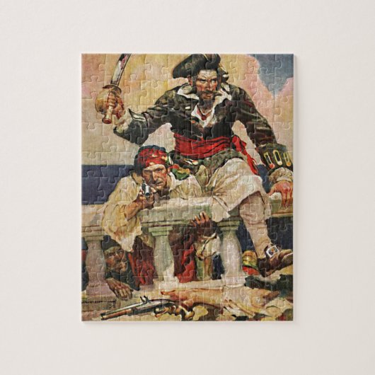 Blackbeard Buccaneer Pirate en Mate Illustration Legpuzzel (Verticaal)