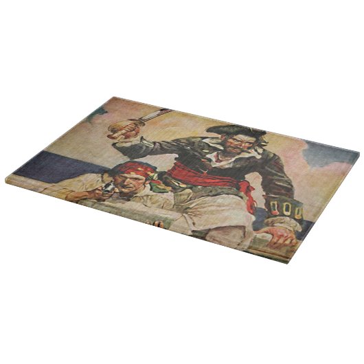 Blackbeard Buccaneer Pirate en Mate Illustration Snijplank (Hoek)