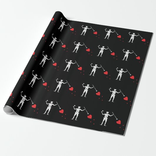 Blackbeard Edward Teach Pirate Flag Wrapping Paper Cadeaupapier (Uitgerold)