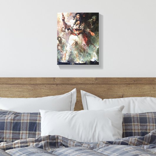Blackbeard op Fire Haunted Pirate  Art Canvas Afdruk (Insitu (Slaapkamer))
