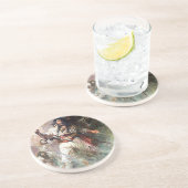 Blackbeard op Fire Pirate Illustratie Zandsteen Onderzetter (Zijkant)