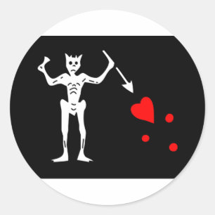 Blackbeard Pirate Flag Edward Teach Ronde Sticker