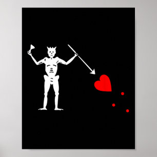 Blackbeard Pirate Flag Jolly Roger Skeleton Hallow Poster