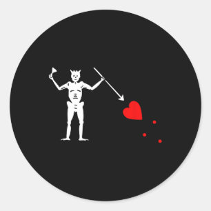 Blackbeard Pirate Flag Jolly Roger Skeleton Hallow Ronde Sticker
