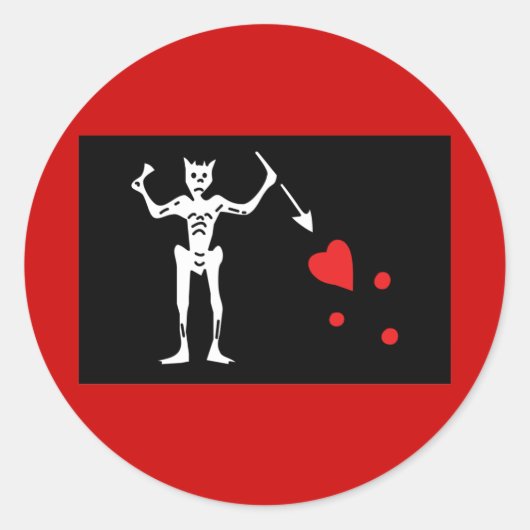 Blackbeard Pirate FLag Ronde Sticker (Voorkant)