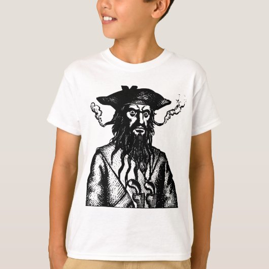 Blackbeard Pirate Kapitein Buccaneer Edward Teach T-shirt (Voorkant)