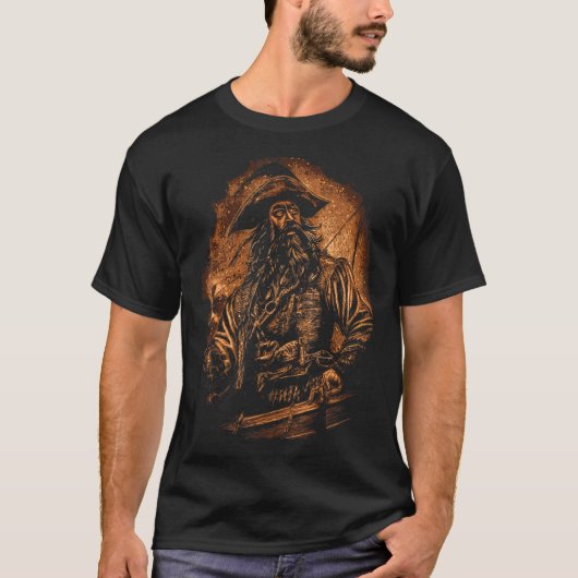 Blackbeard Pirate Portrait Pirates Pirateship T-shirt (Voorkant)