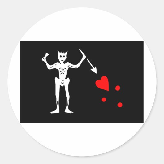 Blackbeard Piratenvlag Edward Teach Ronde Sticker (Voorkant)