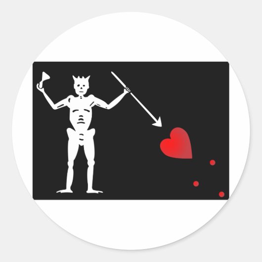 BlackBeards Vlag (Edward Teach) Ronde Sticker (Voorkant)