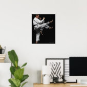 Blackbelt Doing a Front Kick Poster (Thuiskantoor)
