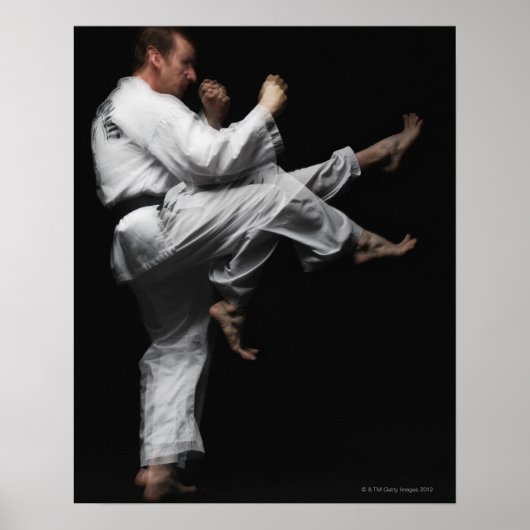 Blackbelt Doing a Front Kick Poster (Voorkant)