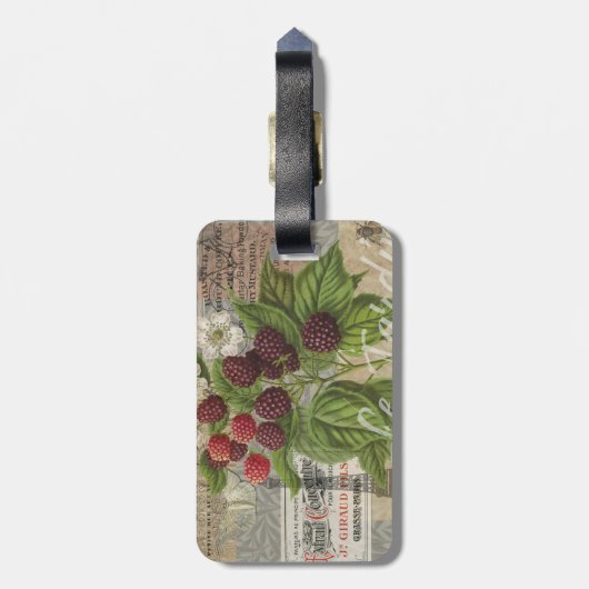 Blackberries Bloementuin Bloemvlinder Kunst Bagagelabel (Achterkant verticaal)