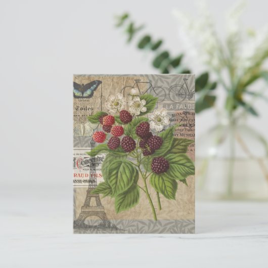 Blackberries Bloementuin Bloemvlinder Kunst Briefkaart (Staand voorkant)