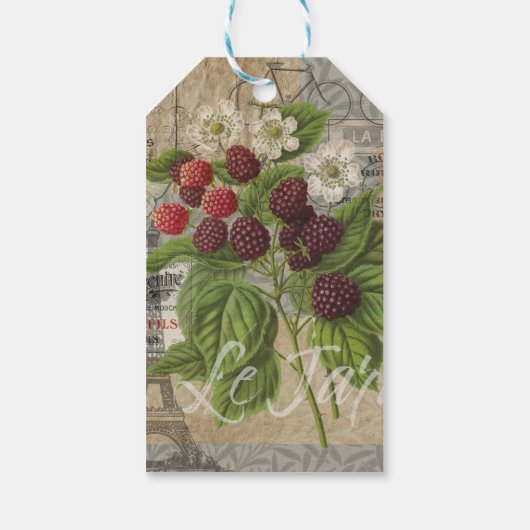 Blackberries Bloementuin Bloemvlinder Kunst Cadeaulabel (Achterkant)