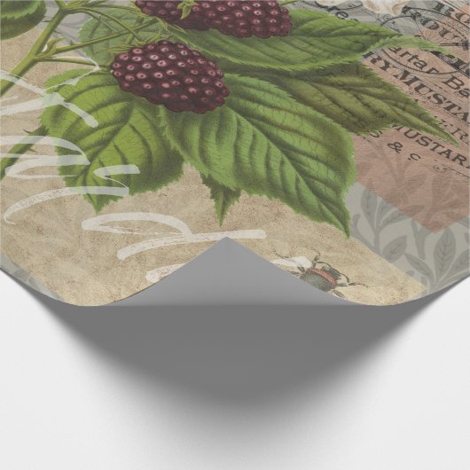 Blackberries Bloementuin Bloemvlinder Kunst Cadeaupapier (Hoek)