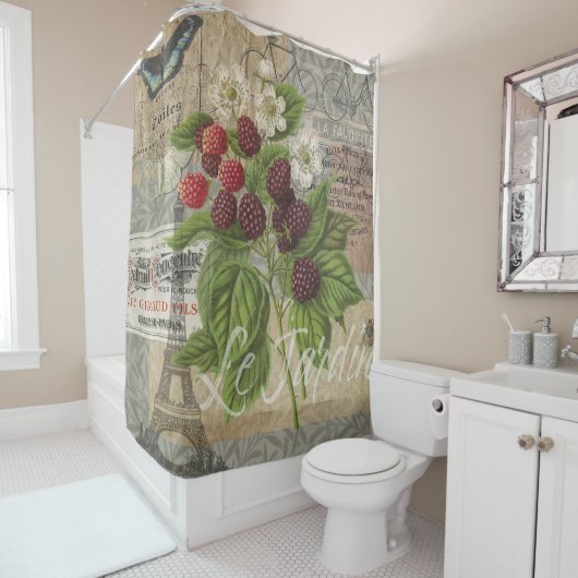 Blackberries Bloementuin Bloemvlinder Kunst Douchegordijn (In situ)