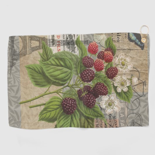 Blackberries Bloementuin Bloemvlinder Kunst Golfhanddoek (Horizontaal)