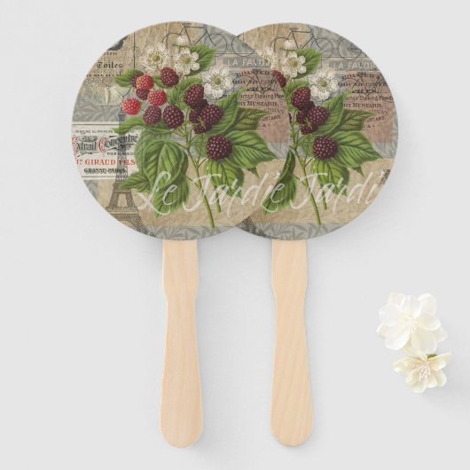 Blackberries Bloementuin Bloemvlinder Kunst Handwaaier (Voorkant en achterkant)