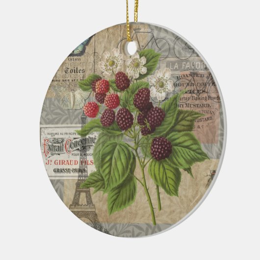 Blackberries Bloementuin Bloemvlinder Kunst Keramisch Ornament (Links)