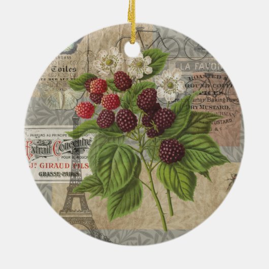 Blackberries Bloementuin Bloemvlinder Kunst Keramisch Ornament (Achterkant)