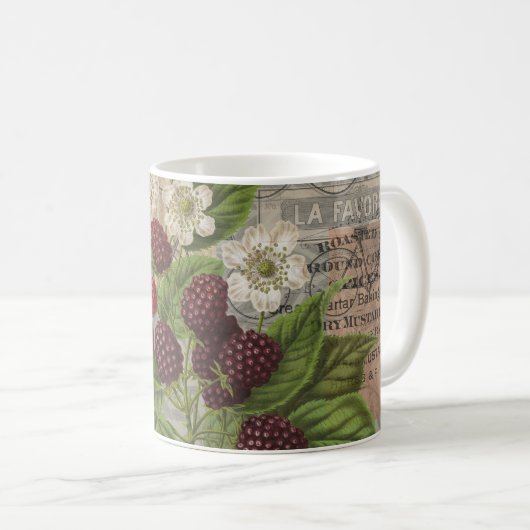 Blackberries Bloementuin Bloemvlinder Kunst Koffiemok (Voorkant rechts)