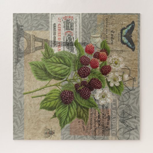 Blackberries Bloementuin Bloemvlinder Kunst Legpuzzel (Horizontaal)
