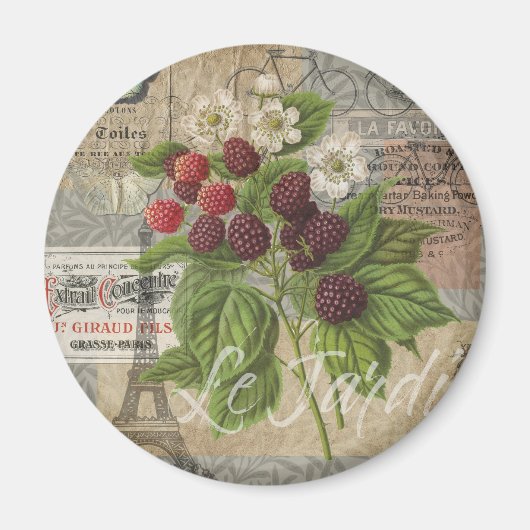 Blackberries Bloementuin Bloemvlinder Kunst Magneet (Voorkant)