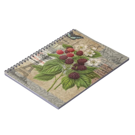 Blackberries Bloementuin Bloemvlinder Kunst Notitieboek (Linkerzijde)