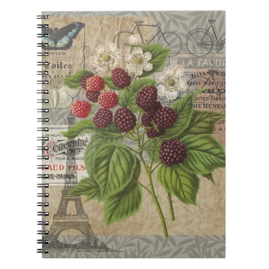 Blackberries Bloementuin Bloemvlinder Kunst Notitieboek (Voorkant)
