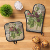 Blackberries Bloementuin Bloemvlinder Kunst Ovenwant & Pannenlap Set (Top down)