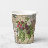 Blackberries Bloementuin Bloemvlinder Kunst Papieren Bekers (Achterkant)