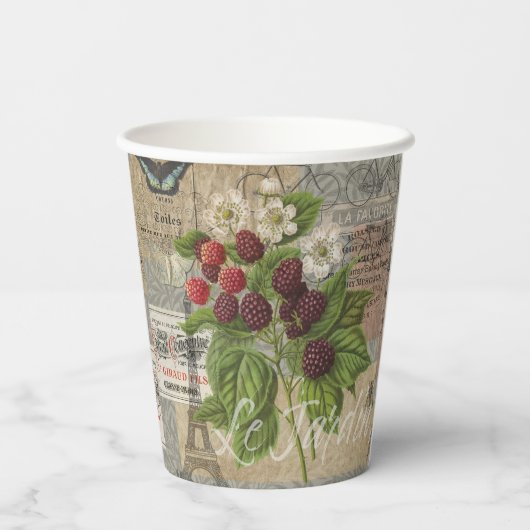 Blackberries Bloementuin Bloemvlinder Kunst Papieren Bekers (Achterkant)