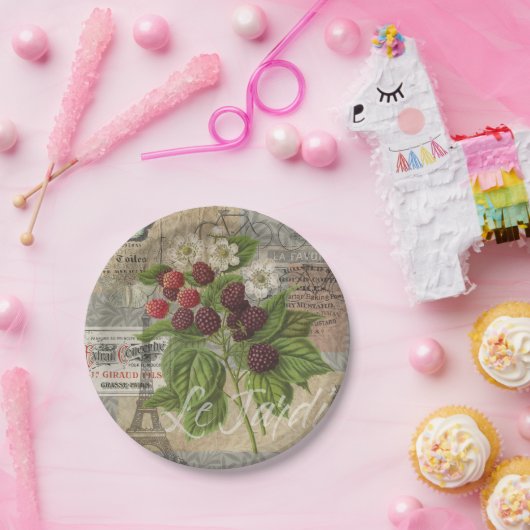 Blackberries Bloementuin Bloemvlinder Kunst Papieren Bordje (Feest)