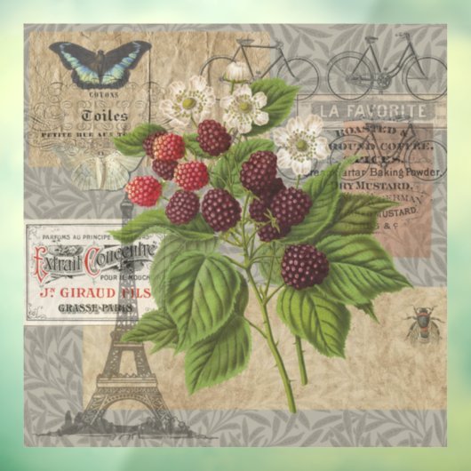 Blackberries Bloementuin Bloemvlinder Kunst Raamsticker (Vel 3)