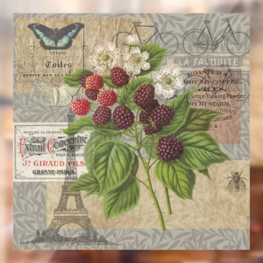 Blackberries Bloementuin Bloemvlinder Kunst Raamsticker (Vel 2)