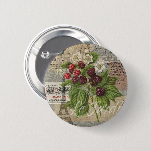 Blackberries Bloementuin Bloemvlinder Kunst Ronde Button 5,7 Cm (Voorkant /achterkant)